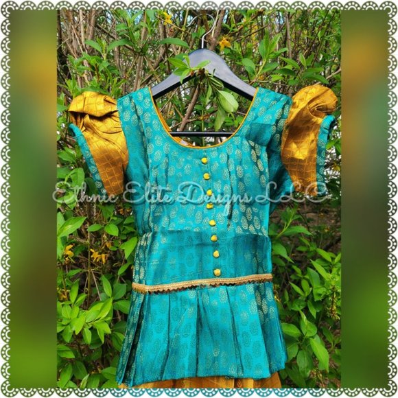 New Semi Silk Traditional Pavadai Sattai - South Indian Banarasi Lehenga… - Picture 3 of 11